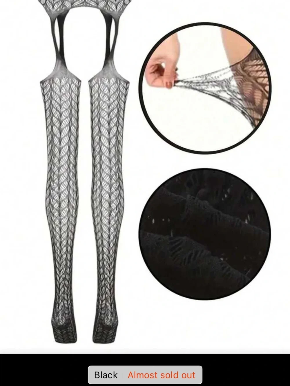 Black Fishnet Garter Thigh-Highs - Elegant Lingerie Hosiery